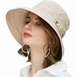 Sun Hats Womens Cotton Wide Brim Sun Hats UPF50 UV Packable Beach Hat Summer Bucket Cap for Travel - CZ18QH50AY2 $13.95