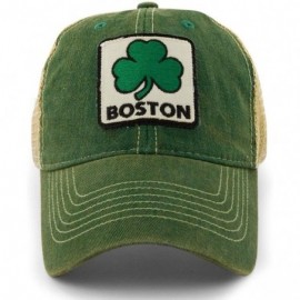 Baseball Caps Boston Shamrock Patch Dirty Water Mesh Trucker Hat - Green - C417YDA4RE3 $29.62