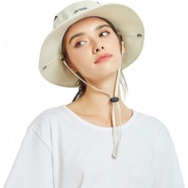 Sun Hats Unisex Summer Sun Hat Wide Brim UV Protection Mesh Bucket Cap Adjustable Fishing Cap - Beige - C718RY9H8L6 $9.50