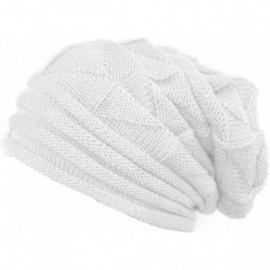 Skullies & Beanies Women Hat- Women Fashion Winter Warm Hat Girls Crochet Wool Knit Beanie Warm Caps - (Fluff) White - CG1889...