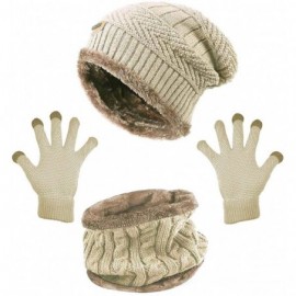 Bucket Hats Womens Slouchy Beanie Winter Hat Knit Warm Snow Ski Skull Outdoor Cap - _Beanie+ Scarf+ Gloves (Beige) - CD18EH30...