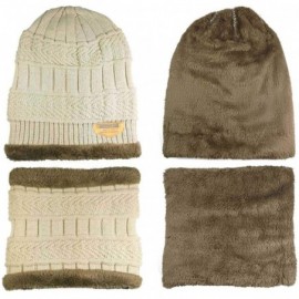 Bucket Hats Womens Slouchy Beanie Winter Hat Knit Warm Snow Ski Skull Outdoor Cap - _Beanie+ Scarf+ Gloves (Beige) - CD18EH30...