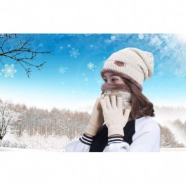 Bucket Hats Womens Slouchy Beanie Winter Hat Knit Warm Snow Ski Skull Outdoor Cap - _Beanie+ Scarf+ Gloves (Beige) - CD18EH30...