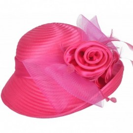 Sun Hats Women Vintage Roll Brim Bowler Cloche Hat for Kentucky Derby Day- Church- Wedding- Party- Formal Occasion - Peach - ...