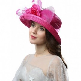 Sun Hats Women Vintage Roll Brim Bowler Cloche Hat for Kentucky Derby Day- Church- Wedding- Party- Formal Occasion - Peach - ...