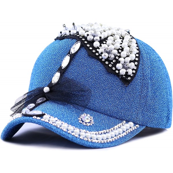 Baseball Caps Beaded Crystal Rhinestone Umbrella Design Glitter Cap - Turquoise - C01254BEA4H $14.33