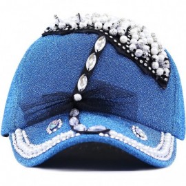 Baseball Caps Beaded Crystal Rhinestone Umbrella Design Glitter Cap - Turquoise - C01254BEA4H $14.33
