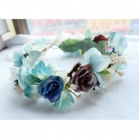 Headbands Boho Flower Headband Hair Wreath Floral Garland Crown Halo Headpiece with Ribbon Wedding Festival Party - 7 - CY185...