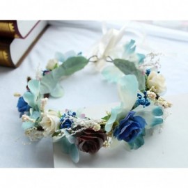 Headbands Boho Flower Headband Hair Wreath Floral Garland Crown Halo Headpiece with Ribbon Wedding Festival Party - 7 - CY185...