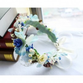 Headbands Boho Flower Headband Hair Wreath Floral Garland Crown Halo Headpiece with Ribbon Wedding Festival Party - 7 - CY185...