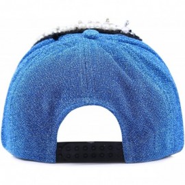 Baseball Caps Beaded Crystal Rhinestone Umbrella Design Glitter Cap - Turquoise - C01254BEA4H $14.33
