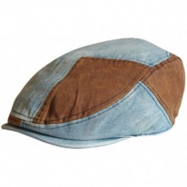 Newsboy Caps Mens Summer Sun Newsboy Flat Cap Denim Patchwork Spring Outdoor Beret - Denim 4 - CX186ZESMRY $16.22