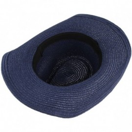 Cowboy Hats Men Women Woven Straw Cowboy Hat National Wind Jazz Hat Cap - Blue - CH183Q3H8RA $13.41