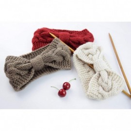 Headbands Crochet Turban Headband for Women Warm Bulky Crocheted Headwrap - Zc 4 Pack Knot D - Black- Ivory- Red- Khaki - C51...