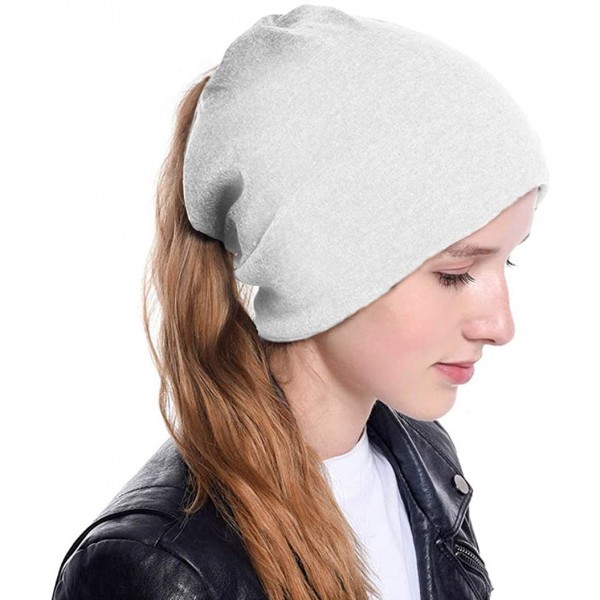 Skullies & Beanies New Messy Bun Ponytail Winter Beanie Hat for Women Slouchy Beanie with Hair Hole for Indoor and Running Sp...