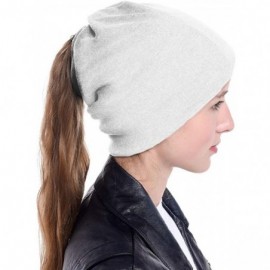 Skullies & Beanies New Messy Bun Ponytail Winter Beanie Hat for Women Slouchy Beanie with Hair Hole for Indoor and Running Sp...