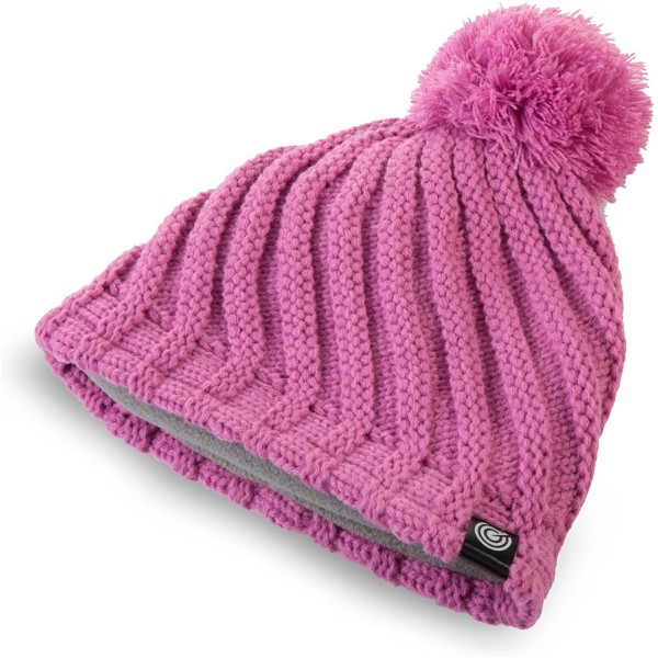 Skullies & Beanies Evony Womens Ribbed Pom Beanie Hat with Warm Fleece Lining - One Size - Dark Purple - CF187N8D2L7 $18.00