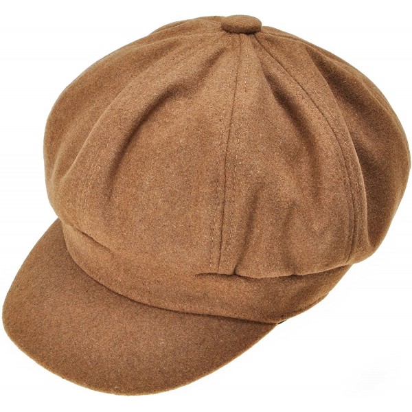 Newsboy Caps Womens Classic Newsboy Caps Visor 8 Panel Gatsby Apple Cabbie Hat - Camel - C3186782D3M $15.42