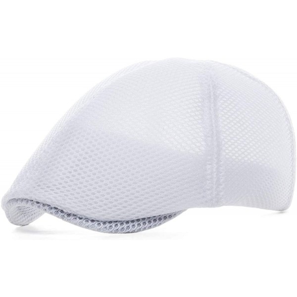 Newsboy Caps Men Breathable Mesh Summer Hat Newsboy Beret Ivy Cap Cabbie Flat Cap - Style2- White - C018H9YL8HI $9.20