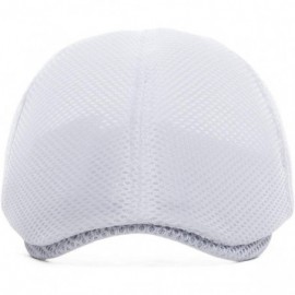 Newsboy Caps Men Breathable Mesh Summer Hat Newsboy Beret Ivy Cap Cabbie Flat Cap - Style2- White - C018H9YL8HI $9.20