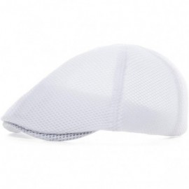 Newsboy Caps Men Breathable Mesh Summer Hat Newsboy Beret Ivy Cap Cabbie Flat Cap - Style2- White - C018H9YL8HI $9.20