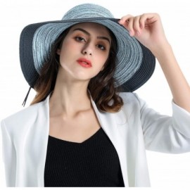 Sun Hats Womens Sun Beach Straw Hat - Wide Brim Floppy Foldable Summer Travel Cap (UV UPF50+) - Navy - C918SAZO3A3 $8.35