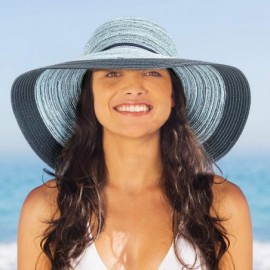 Sun Hats Womens Sun Beach Straw Hat - Wide Brim Floppy Foldable Summer Travel Cap (UV UPF50+) - Navy - C918SAZO3A3 $8.35