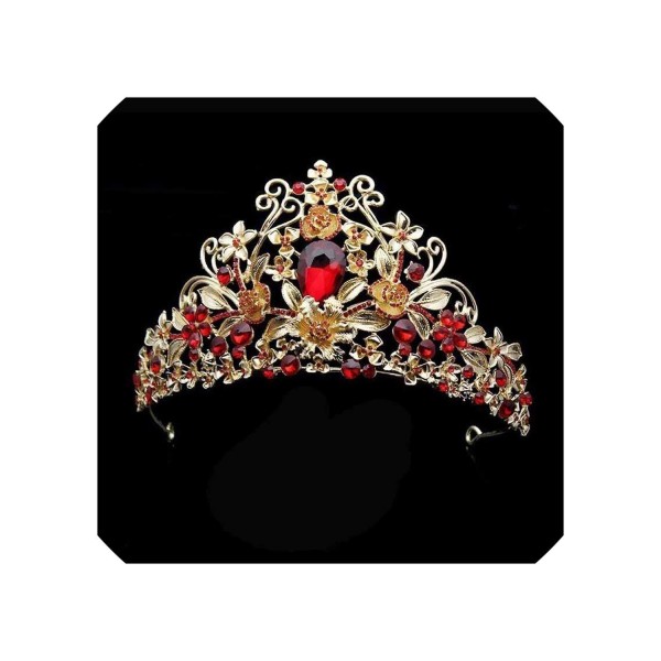 Headbands Vintage Jewelry Crystal Headband Wedding - red crown - C918WH2GZYG $25.78