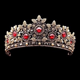 Headbands Vintage Jewelry Crystal Headband Wedding - red crown - C918WH2GZYG $25.78