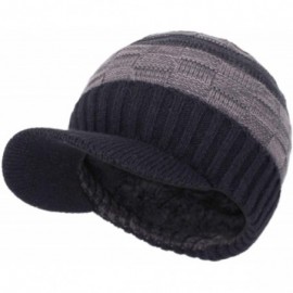 Skullies & Beanies Men's Winter Warm Thick Knit Beanie Hat with Visor - C-black - CC18AHH5L79 $10.42