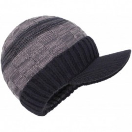 Skullies & Beanies Men's Winter Warm Thick Knit Beanie Hat with Visor - C-black - CC18AHH5L79 $10.42