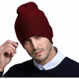 Skullies & Beanies Men's 100% Australian Merino Wool Beanie Hat Light Weight Warm Skull Caps Headwear - Burgundy - CL18HYEY4O...