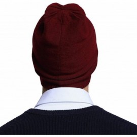 Skullies & Beanies Men's 100% Australian Merino Wool Beanie Hat Light Weight Warm Skull Caps Headwear - Burgundy - CL18HYEY4O...