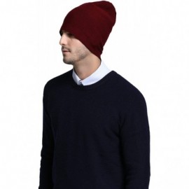 Skullies & Beanies Men's 100% Australian Merino Wool Beanie Hat Light Weight Warm Skull Caps Headwear - Burgundy - CL18HYEY4O...
