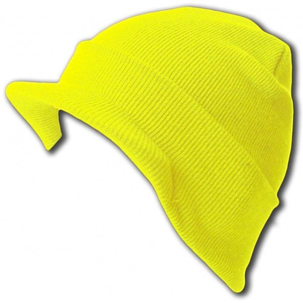 Skullies & Beanies Cuff Beanie Visor Skull Cap Hat Beanie - Neon Yellow - C411C03Y1MZ $8.49