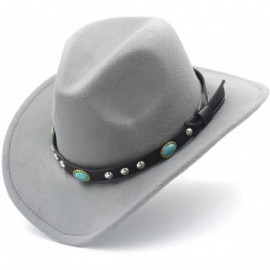 Balaclavas Women's Western Cowboy Hat with Roll Up Brim Felt Cowgirl Sombrero Caps - Gray - CD18M69ZO3D $46.43