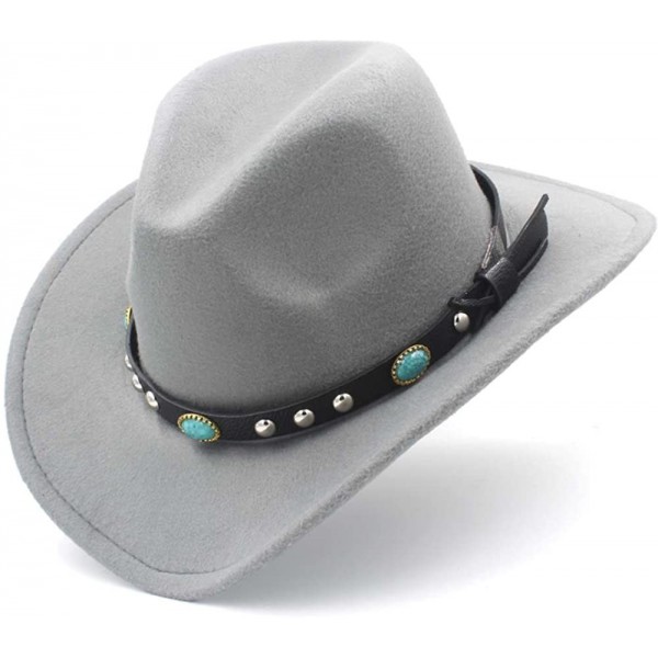 Balaclavas Women's Western Cowboy Hat with Roll Up Brim Felt Cowgirl Sombrero Caps - Gray - CD18M69ZO3D $19.21