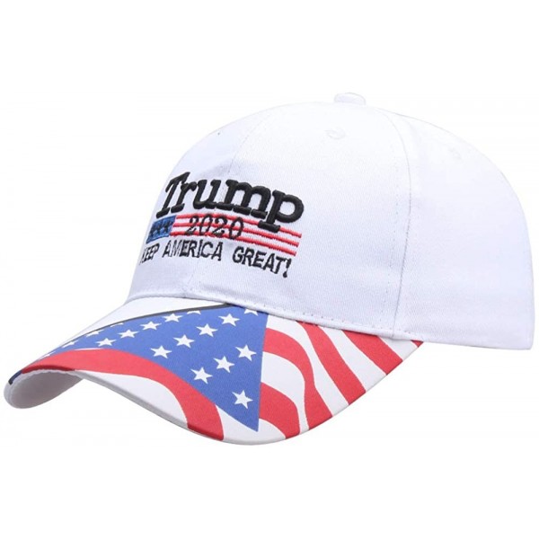 Baseball Caps Make America Great Again Hat Donald Trump 2020 USA Cap Adjustable - White a - CN18Z5K9HHX $14.31