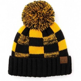Skullies & Beanies Exclusive University College School Team Color Knit Skully Hat Beanie with Pom - Black/Gold - CZ18ZOWQ08Z ...