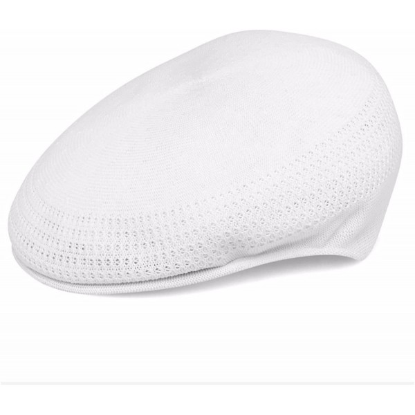 Newsboy Caps Men Mesh Flat Ivy Cap Newsboy Hat Vent-Air Cabbie Golf Hiking - White - CD18EGCSA4N $12.60