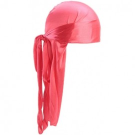 Skullies & Beanies Men Women Durag Extra Long-Tail Headwraps Silky Satin Pirate Cap Bandana Hat for 360 Waves - Watermelon Re...