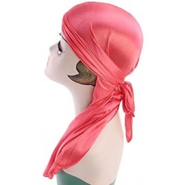 Skullies & Beanies Men Women Durag Extra Long-Tail Headwraps Silky Satin Pirate Cap Bandana Hat for 360 Waves - Watermelon Re...