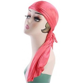 Skullies & Beanies Men Women Durag Extra Long-Tail Headwraps Silky Satin Pirate Cap Bandana Hat for 360 Waves - Watermelon Re...