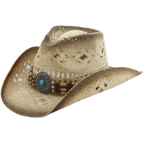 Cowboy Hats Western Toyo Straw Cowboy Hat- Shapeable w/- Natural Tea Stain- Size One Size - CR12DI29ZF9 $24.81