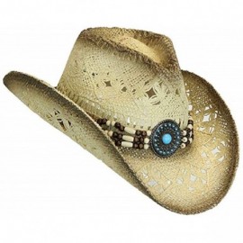 Cowboy Hats Western Toyo Straw Cowboy Hat- Shapeable w/- Natural Tea Stain- Size One Size - CR12DI29ZF9 $24.81