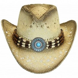 Cowboy Hats Western Toyo Straw Cowboy Hat- Shapeable w/- Natural Tea Stain- Size One Size - CR12DI29ZF9 $24.81