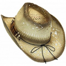 Cowboy Hats Western Toyo Straw Cowboy Hat- Shapeable w/- Natural Tea Stain- Size One Size - CR12DI29ZF9 $24.81