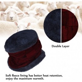 Skullies & Beanies 2 PCS Beanie Hat Scarf Set Winter Fleece Lined Thick Warm Knit Soft Skull Cap & Neck Warmer for Men - Wine...