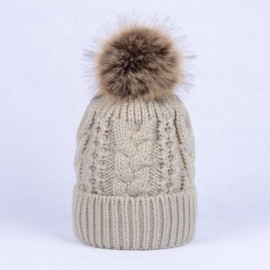 Skullies & Beanies Unisex Double layer Cashmere Winter Crochet Hat Wool Knit Warm Cap (Beige) - CT12OCJ96X5 $8.25