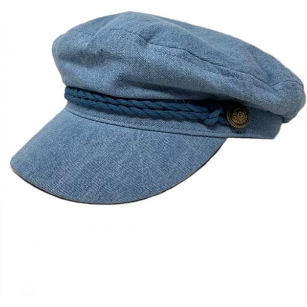 Skullies & Beanies Women's 100% Cotton Herringbone Fishermen's Cap - Ht14021ltdenim - CR18N8CCWE5 $11.24